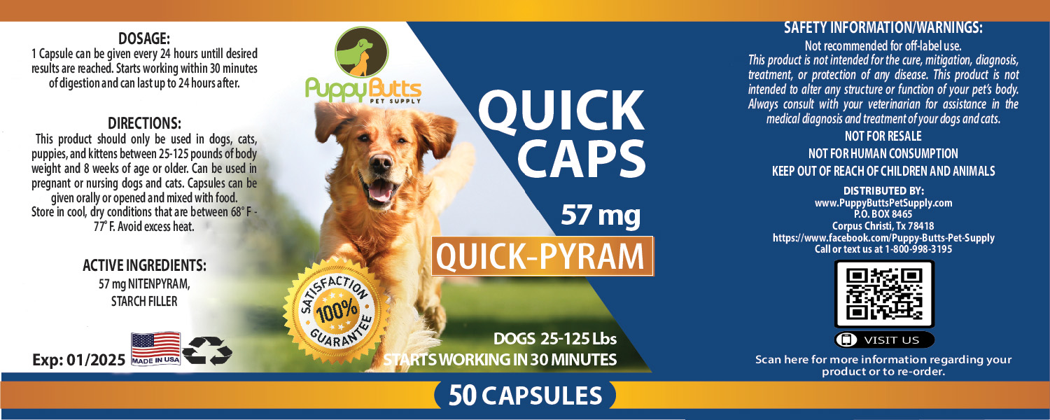 50 CAPSULES QUICK CAPS Nitenpyram 57 mg for Dogs 25125 lbs Puppy